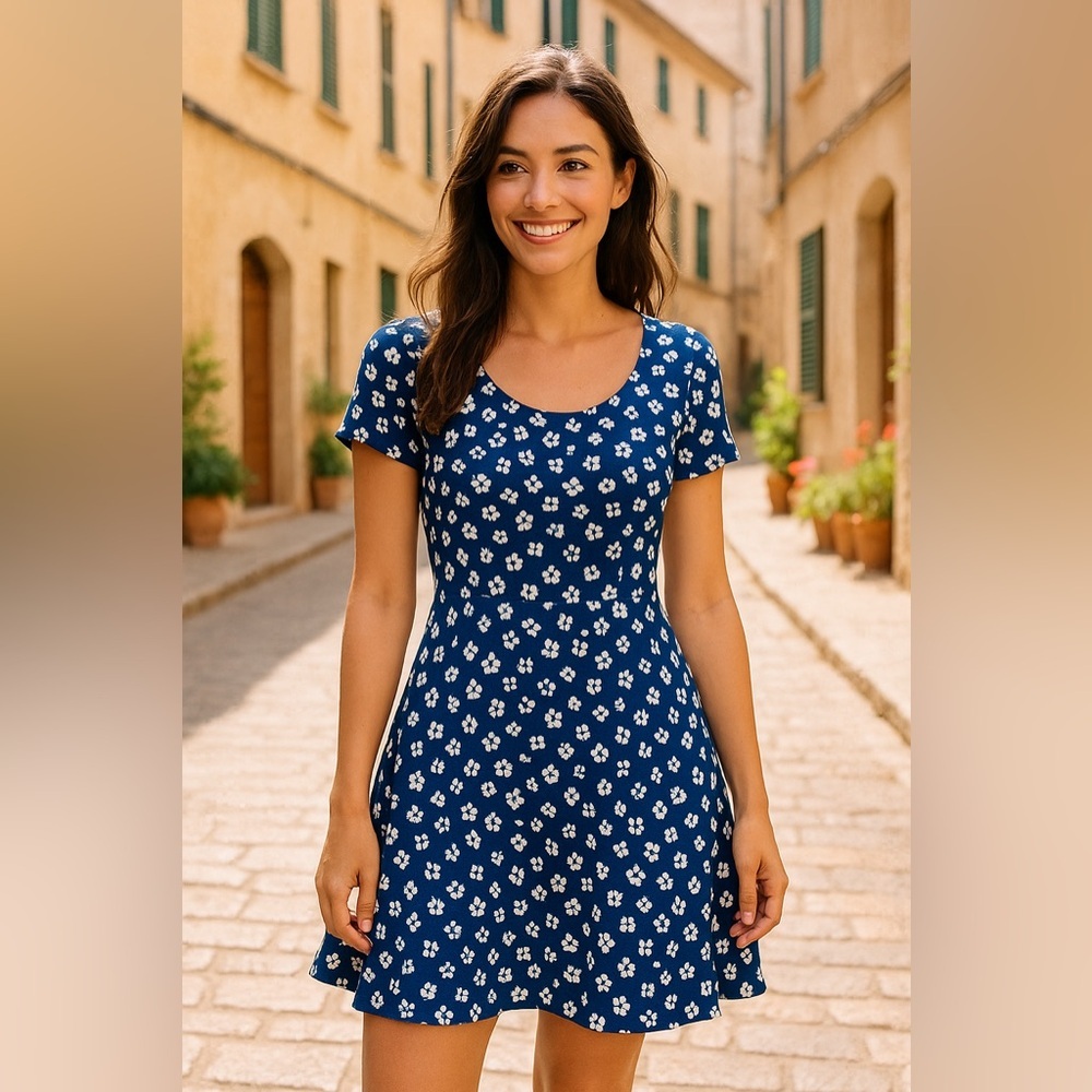 Laundry By Shelli Segal Blue Floral Mini Dress